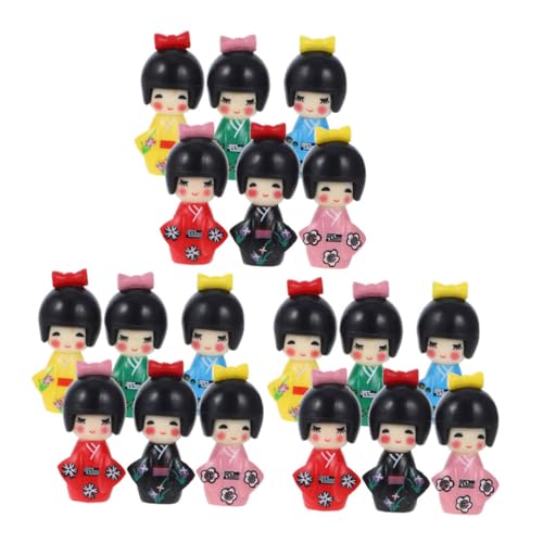 iplusmile 18 Stück Mikro-Landschaftsverzierung Puppe japanische Kimono-Mädchenstatue Haushaltshandwerk Japanisches Mädchen-Kimono-Ornament japanische Kimonofigur Miniatur-Kimono PVC von iplusmile
