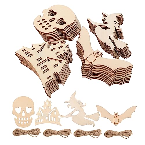 iplusmile 1Satz Halloween Holz Ausschnitte Unlackierte DIY Holzteile für Halloween Dekoration Gruselige Feiern und Bastelprojekte Glatte Kanten Langlebiges Holzmaterial von iplusmile