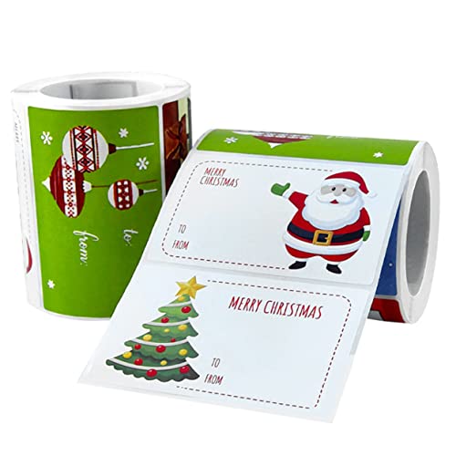 iplusmile 2 Rollen Weihnachts Geschenkaufkleber Selbstklebende Siegelsticker mit Bunten Cartoon Motiven Wiederablösbar Geeignet für Geschenkboxen Umschläge Partydekoration von iplusmile