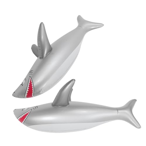 iplusmile 2 Stück Aufblasbares Hai- outdoor interaktives Spielzeughai Hai Schwimmbad Party Hai-Schwimmer aufblasbare Meerestiere PVC Grey von iplusmile