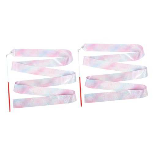 iplusmile 2 Stück Blinkendes Sternband Funkeln Ribbon Dancer Zauberstab Gymnastikband Seide Tanzende Luftschlangen Turnsachen Bänder Klebt Tanzbänder Für Tanzband Regenbogen Polyester von iplusmile