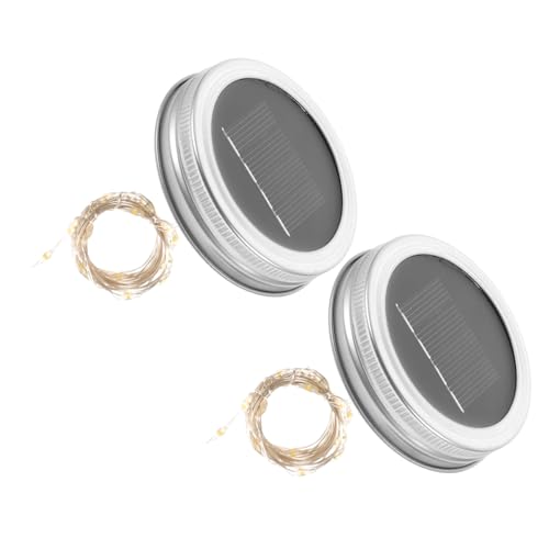iplusmile 2 Stück Deckel für Solargläser Lampe Lichter Fee Party hängend garden lights outdoor deckenleuchte warmweiß Einmachgläser Einmachglas-Solarleuchten für den Außenbereich von iplusmile