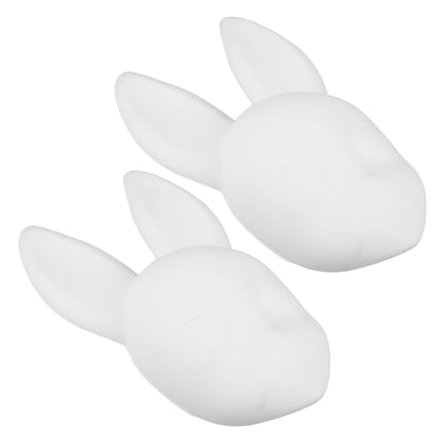 iplusmile 2 Stück Hasenmaske Kaninchenmaske unfertiges Maskenset Tier-Halbgesichtsmasken Maskerade Maske Requisit DIY zubehör Cosplay-Maske Hasen-Maskerade-Maske Ostermasken PVC Weiß von iplusmile