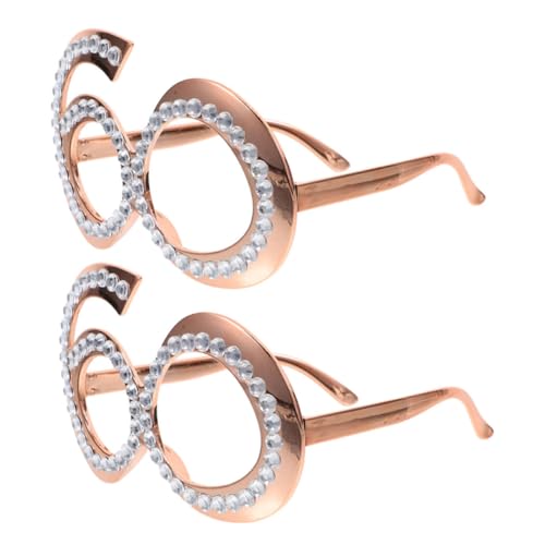 iplusmile 2 Stück Jubiläums Partybrille Rosegold Zahlenform Geburtstagsbrille Erwachsene Plastik Lustige Partybrillen für Jubiläen und Feierlichkeiten von iplusmile