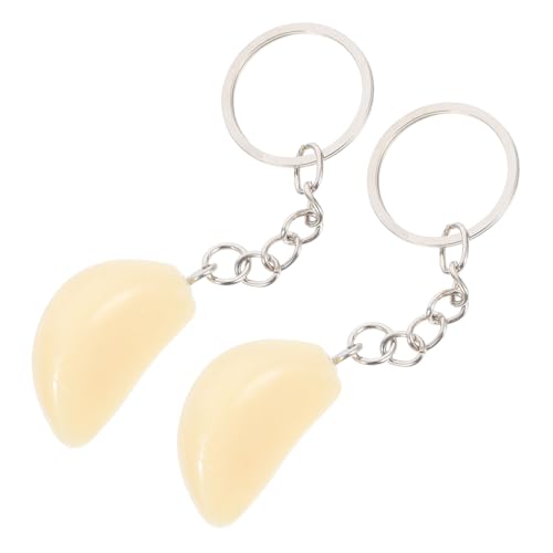 iplusmile 2 Stück Knoblauchmodell Schlüsselanhänger mit Knoblauchanhänger künstliches Gemüse Cartoon-Essen-Anhänger süßer Lebensmittel-Schlüsselanhänger Miniaturknoblauch PVC von iplusmile