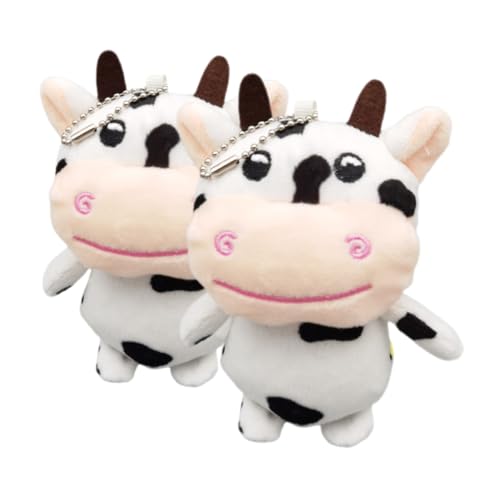 iplusmile 2 Stück Kuhpuppe kuh Mini-Plüschtiere Kuh-Plüsch-Schlüsselanhänger tierisches Plüschtier-Schlüsselanhänger Geldbörse Plüsch Schlüsselanhänger Metall Beige von iplusmile