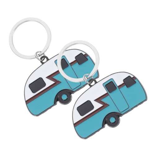 iplusmile 2 Stück Metall Schlüsselanhänger Camper Modell Robuster Wohnmobil Anhänger aus Zinklegierung Leichter und Langlebiger Schlüsselring für Camping Fans und Bulli von iplusmile