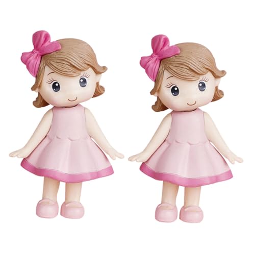 iplusmile 2 Stück Rosa Bow Girl Orament deko Tortenzubehör für süße mädchenfiguren Kuchenschmuck Kuchendeckel Mädchen Kuchen -Topper Tortenaufsätze für Geburtstage Polymer-Ton von iplusmile