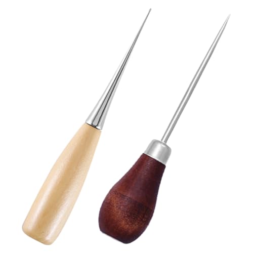 iplusmile 2 Stück Teiliges Ledernadel mit Holzgriff Ergonomische Ahle für Lederarbeiten Lochmacher und Prickelnadel Vielseitig für DIY Reparatur und Nähen von Lederprojekten Komfortabler von iplusmile
