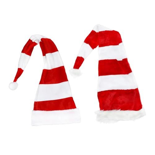 iplusmile 2 Stück Teiliges Weihnachtsmützen Rot Weiß Gestreift Leichtes Warmes Partyhut Kostümzubehör für Karneval Rollenspiel und Festliche Outdoor Events von iplusmile