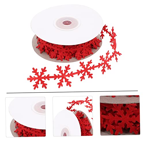 iplusmile 2 Stück Weihnachtliche Geschenkband Schneeflockenmuster Rot Festliches Dekoband aus Hochwertigem Vliesstoff Langlebig Farbecht für Geschenkverpackung und Weihnachtsdeko von iplusmile