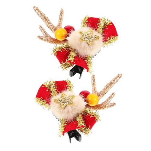 iplusmile 2 Stück Weihnachtliche Rentier Haarspangen Verstellbare Geweih Haarnadeln mit Schleifen Leichter Haarschmuck für Frauen Mädchen und Festliche Accessoires für Party und von iplusmile
