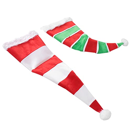 iplusmile 2 Stück Weihnachtself Mütze Klassisch Rote Elfhaube für Kostüm Zubehör Erwachsene und Festliche Kopfbedeckung für Familienfeiern und Fotospaß von iplusmile
