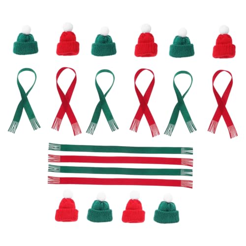 iplusmile 20 Stück Mini Weihnachtshutschale Mini-Hüte für den Urlaub Besteckhalter Weihnachtshaustier Puppenbekleidungszubehör Weihnachtsmützen zum Basteln Strickgarn von iplusmile