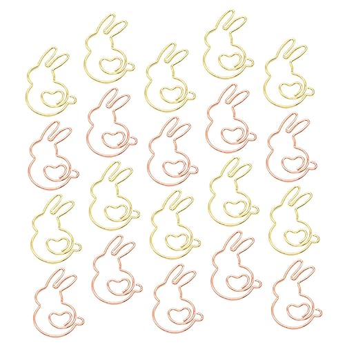iplusmile 20 Stück Niedliche Rabbit Paper Clamp Büroklammern aus Stabilem Langlebige Markierungsklammern für Schule und Büro Bunte Hasen Designs in Gold und Roségold Vielseitig Einsetzbar von iplusmile
