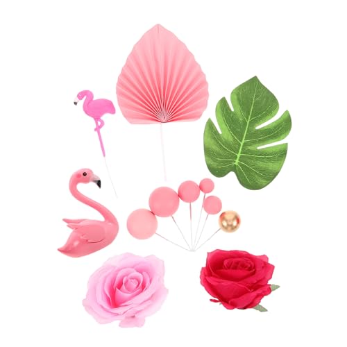 iplusmile 23 Stück Hochzeitstorte Dekorationen Tropisch Luau-kuchendekorationen Hawaii-partyzubehör Und -dekorationen Flamingo-geburtstagsfeierdekoration Rosa Schaum von iplusmile