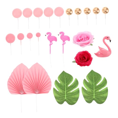 iplusmile 23 Stück Tortenaufsatz mit hawaiianischem Thema Hawaiianische Partydekorationen Hawaii-Geburtstagstorte Topper Luau-Geburtstagsfeierdekorationen Schaum Rosa von iplusmile