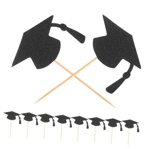 iplusmile 24 Stück Kuchendekorationen Für Die Abschlusssaison Glückwunsch Zum Abschluss Kuchenaufsatz Abschlusskappen Dekorationen Topper Glückwunsch Zum Abschluss Cupcake Topper von iplusmile