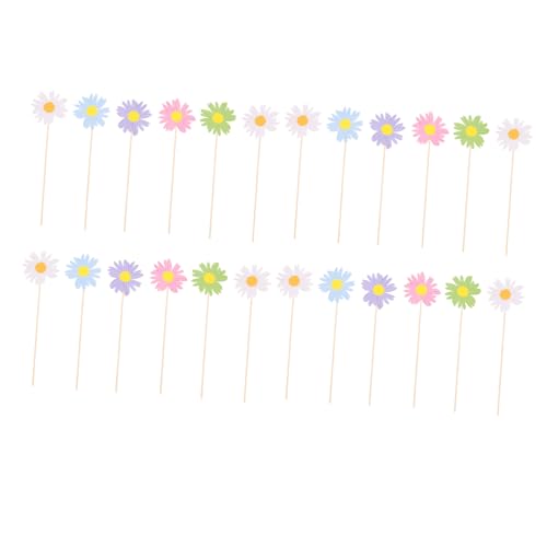 iplusmile 24 Stück Kucheneinsatz Cupcake-topper Mit Gänseblümchen Blumen Ornament Sortiert Frühling Künstlich Bunt Cupcake -topper Wählt Farbig Einsätze Rosa Hochzeit Papier von iplusmile