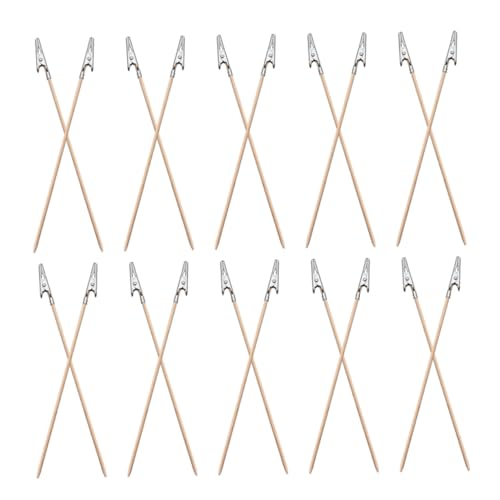 iplusmile 24 Stück Teiliges Krokodilklemmen mit Bambusstab Langlebige Modellier Clips aus Legierung und Holz Langlebig für Präzises Airbrush und DIY Modellieren Leicht Tragbar und Stabil von iplusmile
