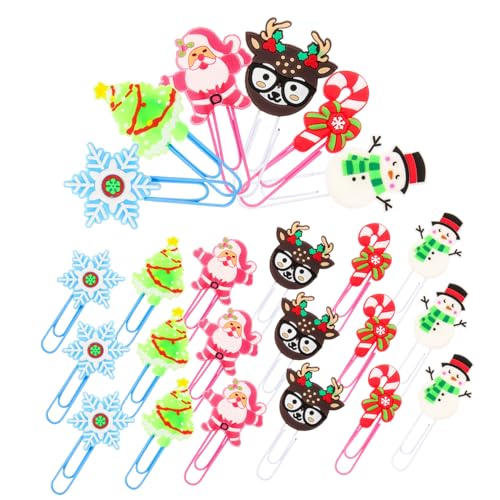 iplusmile 24 Stück Teiliges Weihnachtsbaum Design Papierklammern Einzigartige Büroklammern für Dokumente Kreative Kleine Schreibwaren Praktische Organizer und Weihnachtliche Deko Kleines von iplusmile