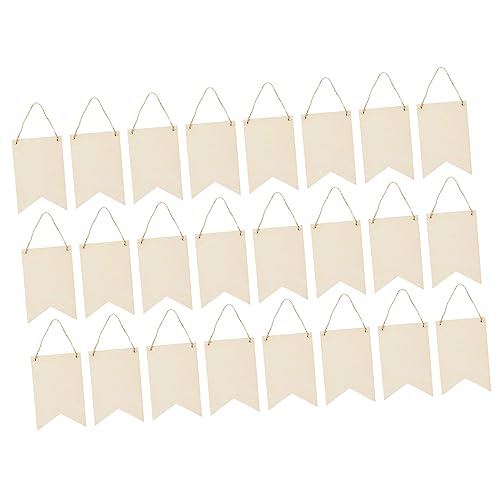iplusmile 24 Stück hängende Verzierung unvollendet Dekorationen Leerzeichen Ausschnitte Hochzeit Holzanhänger zum Aufhängen hängende anhänger aus holz Partybehänge Tag-Anhänger hölzern Beige von iplusmile