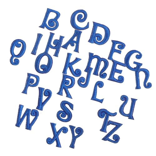 iplusmile 26Stücke Blaue Patches zum Aufbügeln Gestickte Alphabet Applikationen für DIY Kleidung Taschen und Schuhe Stoffzubehör für Bastelprojekte und Reparaturen von iplusmile