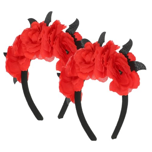 iplusmile 2Stücke Halloween Fledermaus Haarreif mit Blumen Cosplay Stirnband für Party Festival und Karneval Wiederverwendbar für Besondere Anlässe von iplusmile