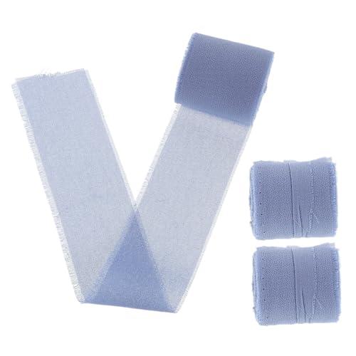 iplusmile 3 Rollen Schleife Geschenkband Zum Verpacken Breites Band Bänder Für Handwerk Bänder Zum Basteln Blumenbänder Geschenkband Für Band Zum Basteln Wickelband Blue Chiffon von iplusmile