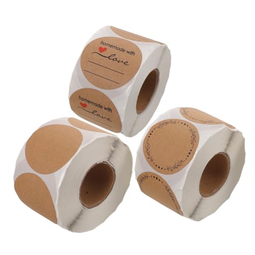 iplusmile 3 Stück Selbstklebende Kraftpapier Aufkleber Rund Starke Haftung Beschriftbar für Einmachgläser Umschläge DIY Logo Namensetiketten Praktische Rollenverpackung Platzsparend und iplusmile 3 Stück Selbstklebende Kraftpapier Aufkleber Rund Starke Haftung Beschriftbar für Einmachgläser Umschläge DIY Logo Namensetiketten Praktische Rollenverpackung Platzsparend und von iplusmile