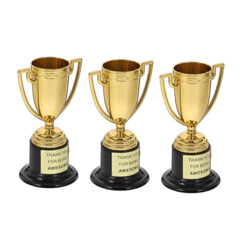 iplusmile 3 Stück kleine Trophäe Belohnung für Kindersportwettkämpfe Golf-Trophäe Fußball Trophäe für Schatztruhe für Kinderpreise Plastik Golden Wiederverwendbar von iplusmile