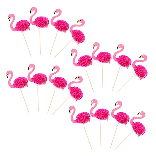 iplusmile 30 Stück Kuchendekorationseinsatz Flamingos Strand Luau-Thema Blumen- Bausätze Party hawaiianische kuchendekoration hawaii kuchen dekorationen Papier Rosy von iplusmile