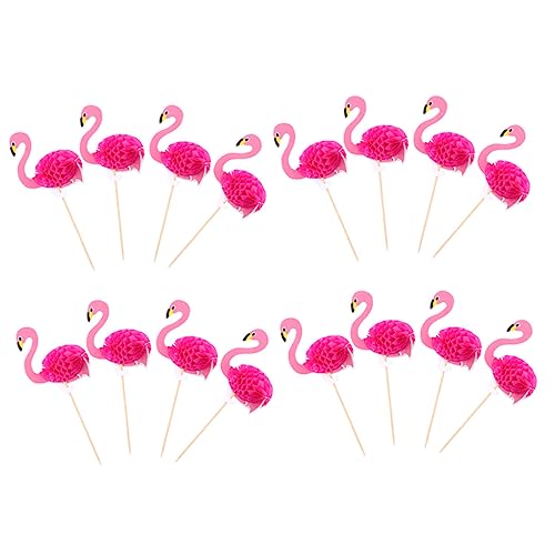 iplusmile 30 Stück Kuchendekorationseinsatz Kuchen Verzieren Luau-thema Strand Tortenverzierung Zum Geburtstag Stöcke Dekorationen Bausätze Flamingo-cupcake-topper Glücklich Party Rosig Holz von iplusmile