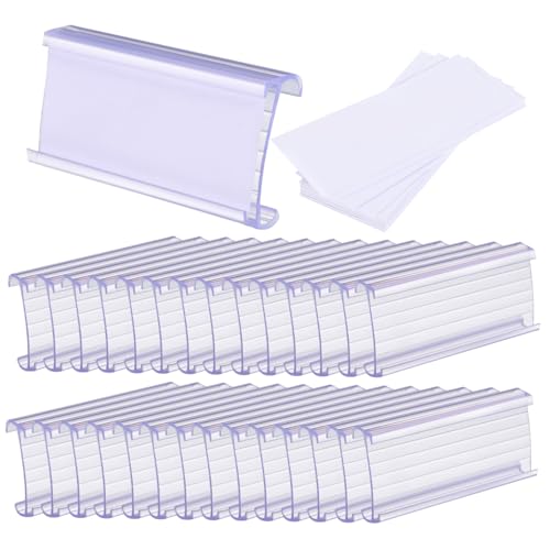 iplusmile 30Sätze Regal Etikettenhalter für Drahtregale Transparente Halterungen mit Einsätzen für Preisschilder und Produktinformationen Einfache Installation und Austausch von iplusmile
