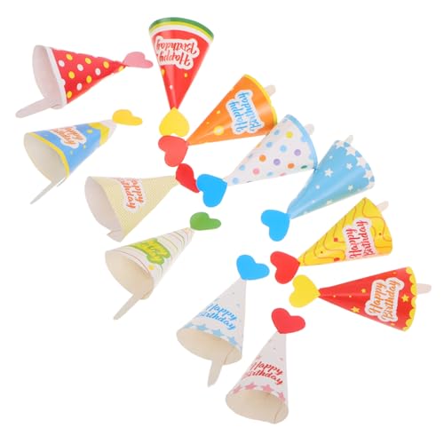 iplusmile 36 Stück Kuchenhutdekoration Mini-Cupcake-Dekorationen Kegelhüte für Geburtstagsfeiern kuchendekoration selber machen Mini-Kuchendekorationen Hut Kinderpartyhüte Eistüte Papier von iplusmile