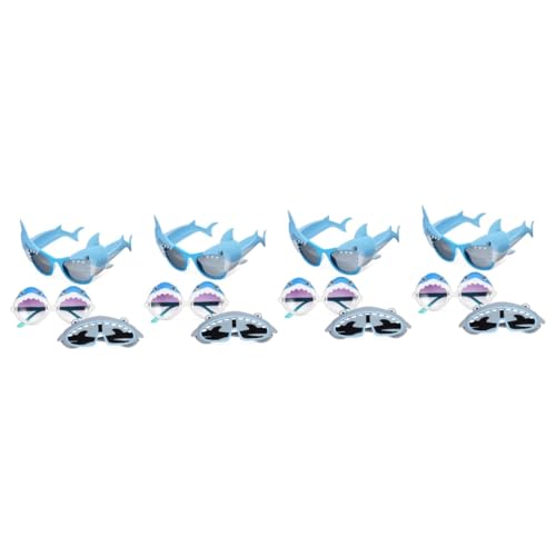 iplusmile 4 Sätze Hai-brille Urlaubsbrille Jungs Geformte Sonnenbrille Zubehör Für Strandpartys Prost Albern Hai Partygeschenke Haigläser Partybrille Pvc 3 Paar * 4 von iplusmile