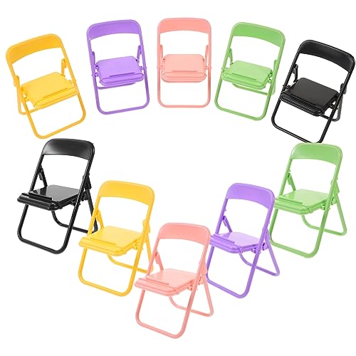 iplusmile 4 Sätze Handyhalter Puppenhaus Mini -klappstuhl Stand Faltbar Mini-möbelmodell Miniatur-stuhlmodell Mini-Stuhl-telefonständer Mini-klappstuhl Tragbarer Telefonständer 10 Stück * 4 von iplusmile