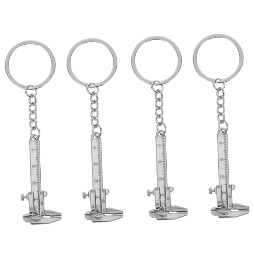 iplusmile 4 Stck Mini Schieblehre Schlüsselanhänger aus Zinklegierung Tragbarer Kompakter Messschieber Anhänger Vielseitiges Metall Messwerkzeug für Alltag und Teiliges Silberfarben von iplusmile
