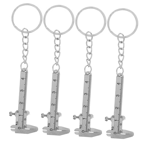 iplusmile 4 Stück Messschieber Schlüsselanhänger Mini-Messschieber-Schlüsselanhänger Mini-Bremssattel Schlüsselbund-Werkzeuge Taschenlehre Rostfreier Stahl Silber von iplusmile