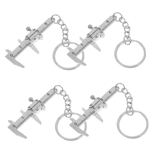 iplusmile 4 Stück Messschieber Schlüsselanhänger Taschenlehre Schlüsselbund-Werkzeuge Mini-Messschieber-Schlüsselanhänger Mini-Bremssattel Rostfreier Stahl Silver von iplusmile