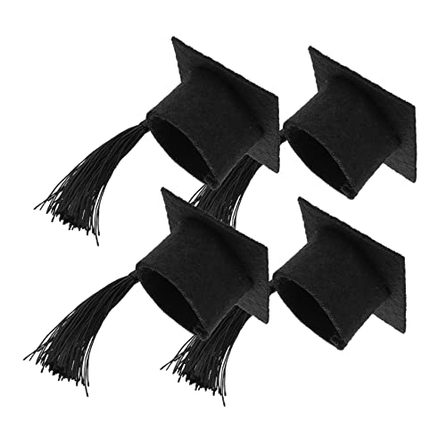 iplusmile 4 Stück Mini Doktorhut Flaschenaufsätze aus Filz Langlebige Graduation Caps mit Quaste Weinflaschen Dekoration für Abschlussfeier Party Deko Geschenkideen von iplusmile
