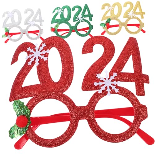 iplusmile 4 Stück Neujahrs Partybrillen Glitzernde Fotorequisiten mit Sicherem Material Rutschfestem Design Passend für Erwachsene für Silvester und Festtagsfeiern iplusmile 4 Stück Neujahrs Partybrillen Glitzernde Fotorequisiten mit Sicherem Material Rutschfestem Design Passend für Erwachsene für Silvester und Festtagsfeiern von iplusmile