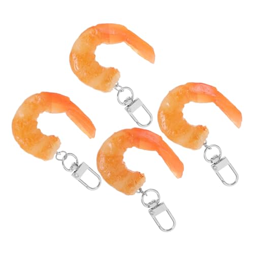 iplusmile 4 Stück Realistische PVC Garnelen Schlüsselanhänger Vielseitige Taschen und Autoschlüssel Charms Detailreiche Lebensmittel Nachbildung Langlebige Party Dekoration und Geschenkidee von iplusmile