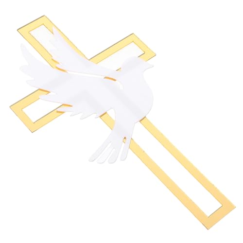 iplusmile 4 Stück Teiliges Kreuz Cake Topper Gold mit Taube Einzigartige Tortendeko für Taufe Kommunion Babyparty Einfach Einzusetzen Langlebig und Festlich für Festliche Anlässe von iplusmile