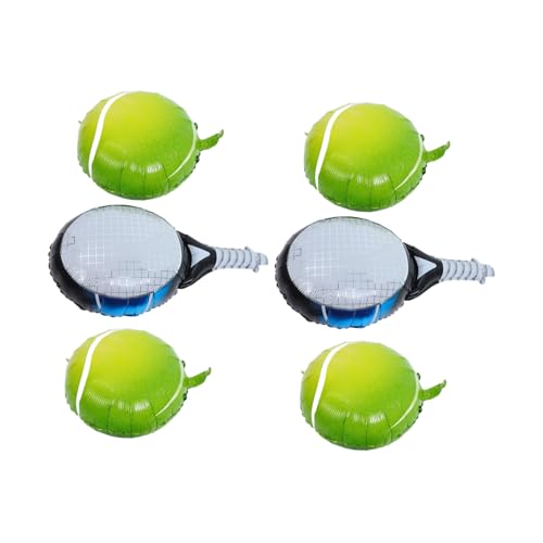 iplusmile 4 Stück Teiliges Tennis Party Dekor mit Grünen Tennisball Luftballons und Blauen Tennisracket Folienballons Aufhängbar Langlebig aus Aluminiumfolie für Sport Motto von iplusmile