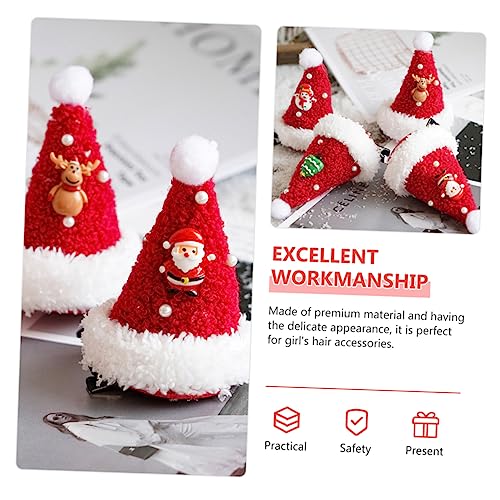 iplusmile 4 Stück Teiliges Weihnachts Haarspangen Weiche Haarklammern mit Weihnachtsmützen Design Schonend für Mädchen Festlicher Haarschmuck für Weihnachtsfeier und Partyaccessoire von iplusmile