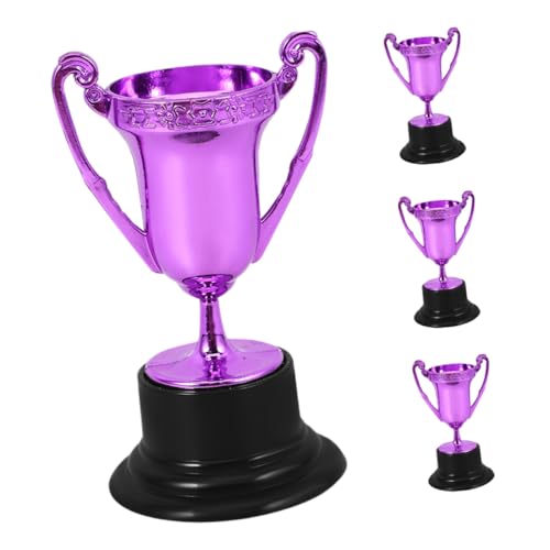 iplusmile 4 Stück Trophäendekoration Trophäen vergeben Sporttrophäen Kleiner Trophäenbecher aus Kunststoff Party Gefälligkeiten Mini-Trophäen Pokale für Sieger kleine Trophäe Plastik Violett von iplusmile