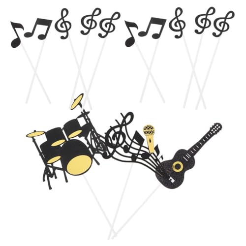 iplusmile 40 Stück Kuchendekorationseinsatz Eismusikkarte Kuchen -Toper -Dekoration Tortenaufsätze mit Musiknoten Vierzig Kuchentopper Musikalischer Note Kuchen Musiknotenband Papier von iplusmile