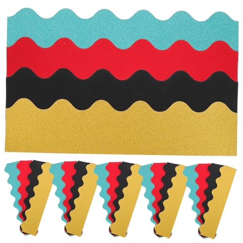iplusmile 40 Stück Teiliges Glitzer Bordüren Dekoratives Randpapier in Schwarz Rot und Gold Glänzende Tafelrahmen für Klassenzimmer Party und Heimdekoration von iplusmile