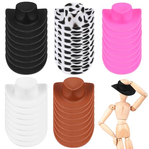iplusmile 40Stücke Cowboy Hüte Plastik Puppenhüte für DIY Dekoration Puppenhaus Zubehör und Kuchen Dekorations Farben von iplusmile